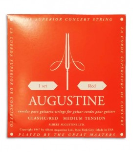 Foto da capa da embalagem do Jogo de Cordas Augustine modelo Classic Red em tens達o normal para Guitarra Cl叩ssica