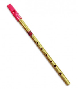 Flauta Feadóg Flageolet em Ré Latão Acabamento Dourado