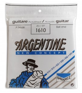 Foto da capa da embalagem do jogo de cordas Savarez Argentine modelo 1610 extra light 010-045W