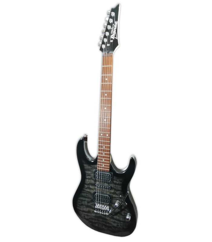 Foto da guitarra el辿trica Ibanez modelo GRX70QA TKS Transparent Black Sunburst