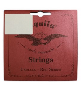 Foto da capa da embalagem do jogo de cordas Aquila modelo 83U Red Series para ukulele soprano