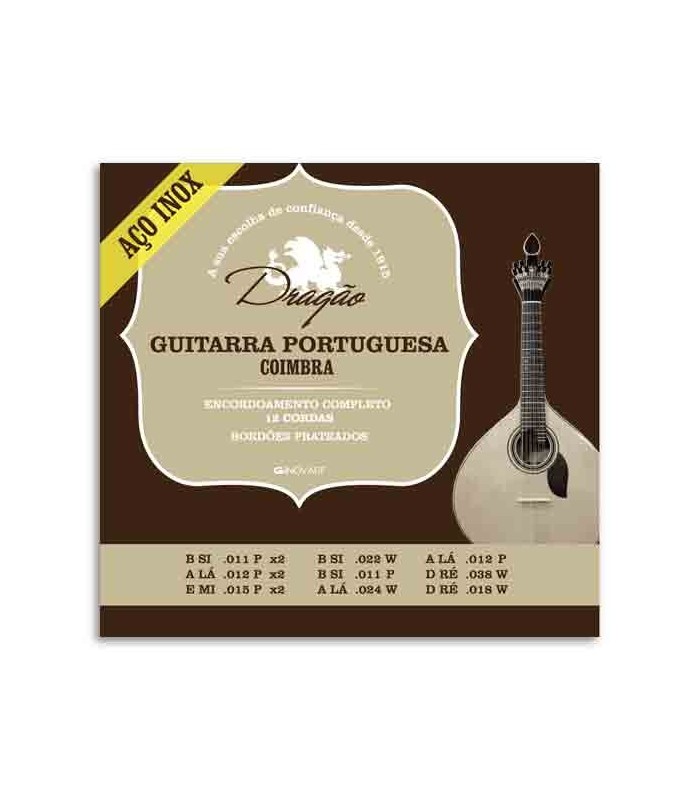 Jogo de Cordas Dragão 092 para Guitarra Portuguesa Afinação Coimbra Inox